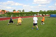 <b>Zleva: Robert Váńa, Kevin Coufal, Filip Hájek a Lukáš Kolda při fotbálku</b><br>